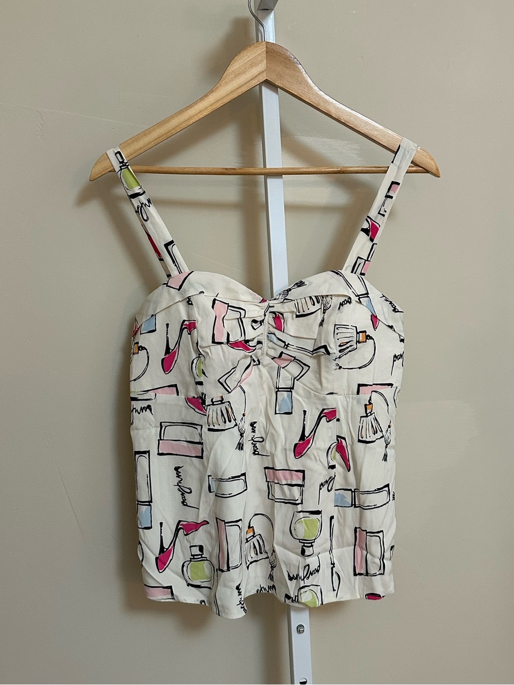 A Pea in the Pod Maternity Silk Camisole Top M Y2K Perfume Print Made USA